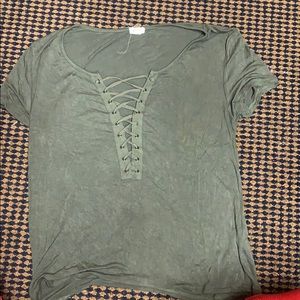 Green lace up shirt